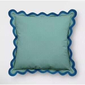20”x20” Green Scalloped Square Outdoor Throw Pillow – Threshold Patio Cushion